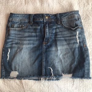 Distressed Denim Mini Skirt